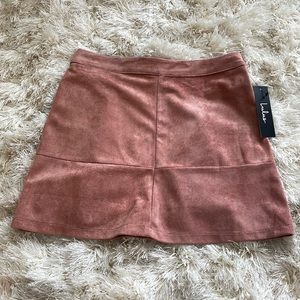 Pink blush suede skirt